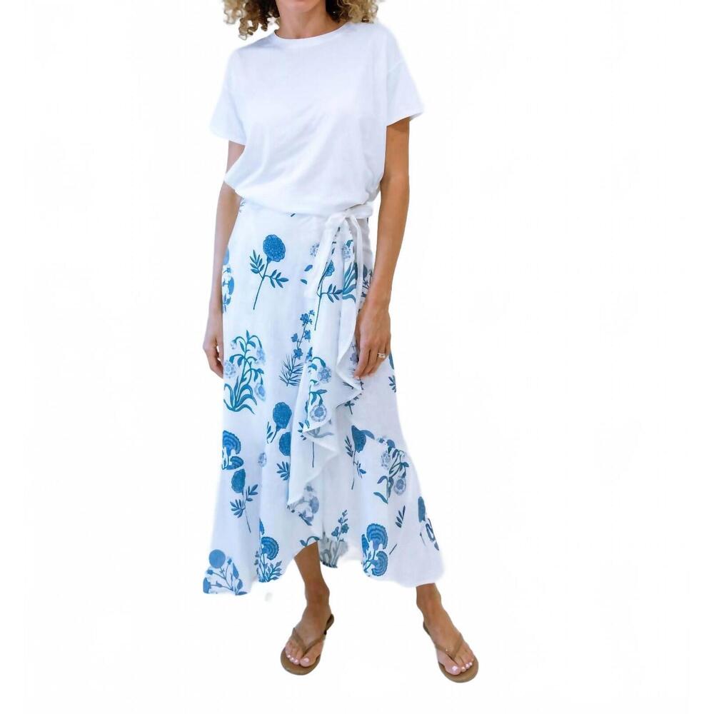 NEW ERICA WILSON coast wrap skirt in bartletts floral blue